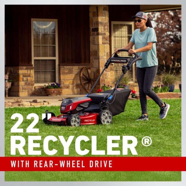 60V Max* 22 in. (56cm) Recycler® w/ Personal Pace® & SmartStow® Lawn Mower with 8.0Ah Battery - Image 4